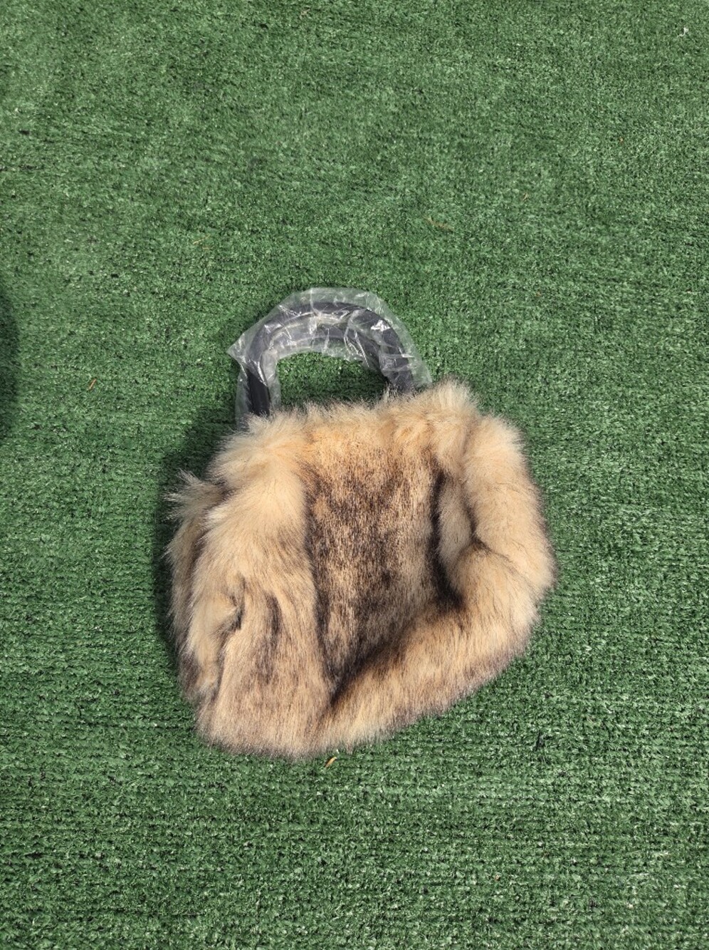 Faux Fur Handbag in Warm Tan and Brown